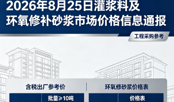 平舆2026年8月25日灌浆料及环氧修补砂浆市场价格信息通报